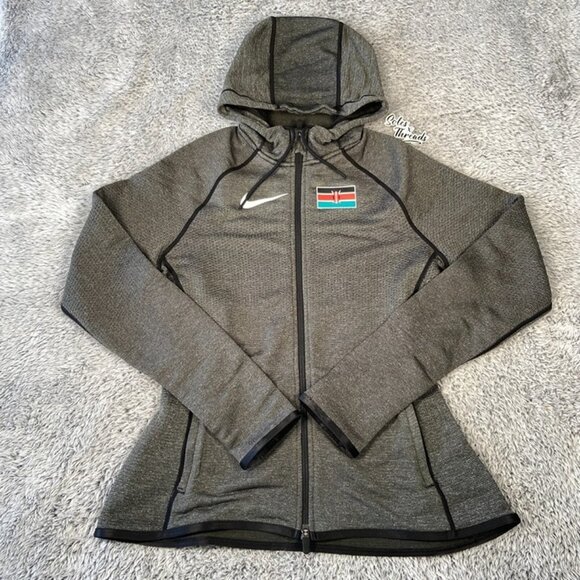 Nike Tech Fleece Kenya SZ Medium Women Full-Zip Hoodie Charcoal Gray CT4116-001 - Picture 1 of 6